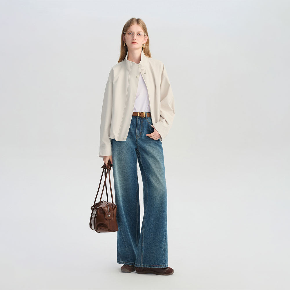 Women's Cropped Stand Collar Jacket