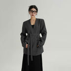 Women's V Neck Single Breasted Blazer