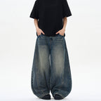 Men's Wide-Leg Patchwork Denim Jeans