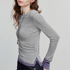 Women's Pleated Long Sleeve T-shirt