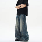 Men's Wide-Leg Patchwork Denim Jeans